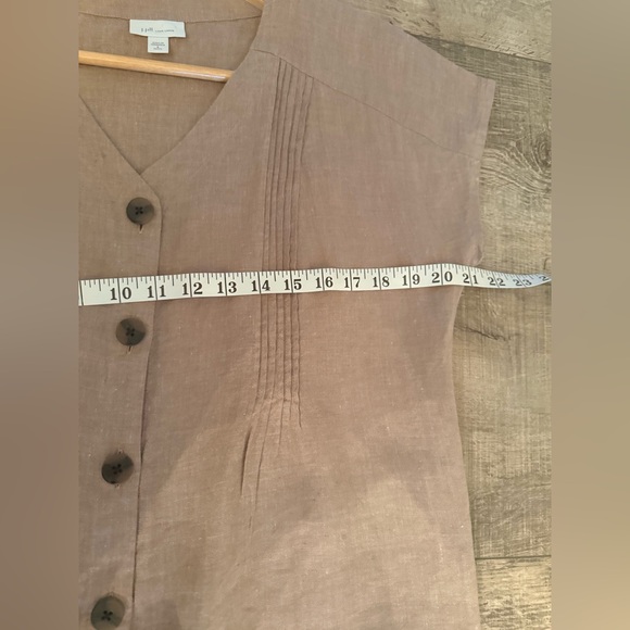J. Jill Love Linen Pin Tuck Shirt Dress Small Brown - Picture 5 of 8